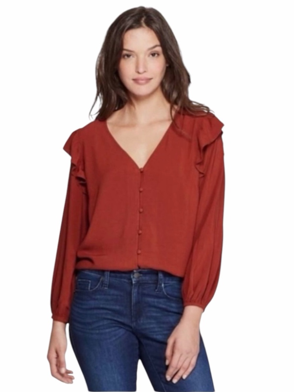 Rust colored button down shirt size Large - Picture 2 of 5
